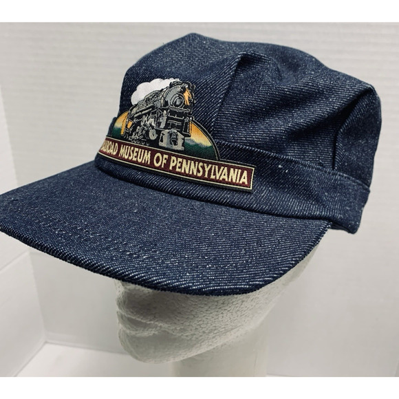 Railroad Museum of Pennsylvania Conductor Hat Denim Made in USA Snapback Unworn - Picture 1 of 10